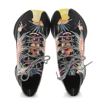GUCCI Technical Knit Fabric Waves Mens Gucci Run Sneakers 10 Black Multicolor
