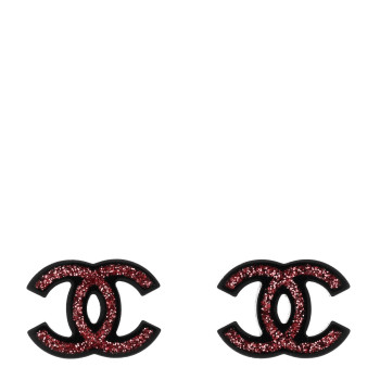 CHANEL Glitter Resin CC Earrings Pink Black