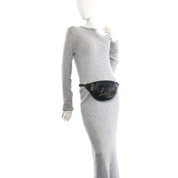 CHANEL Calfskin Chain 20s Signe Waist Bag Black