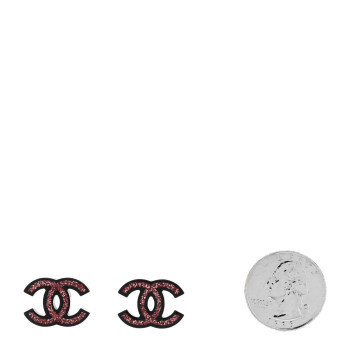 CHANEL Glitter Resin CC Earrings Pink Black