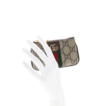 GUCCI GG Supreme Monogram Web Ophidia Key Case Beige New Acero
