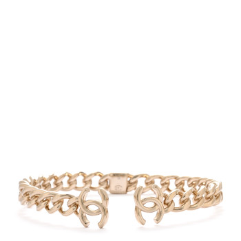 CHANEL Metal CC Chain Link Choker Necklace S Gold