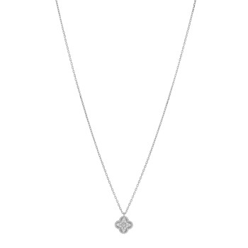 VAN CLEEF & ARPELS 18K White Gold Diamond Sweet Alhambra Pendant Necklace