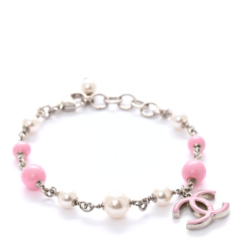 CHANEL Pearl Enamel CC Bracelet Pink