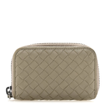 BOTTEGA VENETA Nappa Intrecciato Zip Around Coin Purse Fume