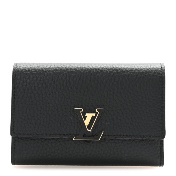 LOUIS VUITTON Taurillon Capucines Compact Wallet Black