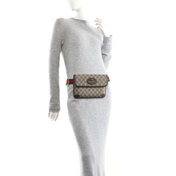 GUCCI GG Supreme Monogram Neo Vintage Web Belt Bag Brown