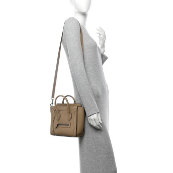 CELINE Drummed Calfskin Nano Luggage Dune