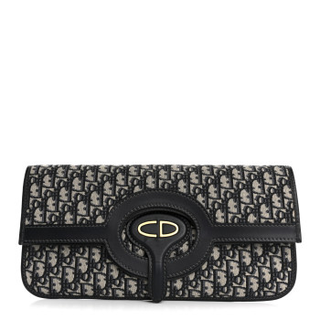 CHRISTIAN DIOR Oblique Fold Over Clutch Blue