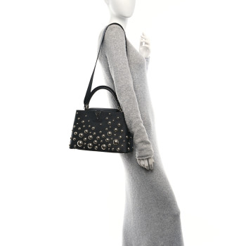 LOUIS VUITTON LV X YK Taurillon Brass Metal Dots Capucine MM Black