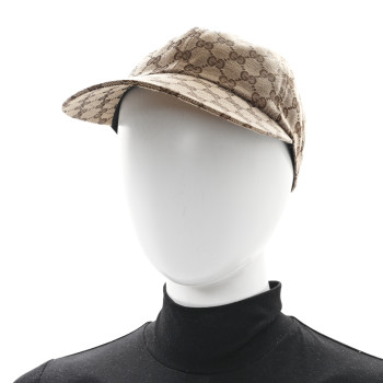 GUCCI Monogram Patch Logo Soft Baseball Hat L Beige Cocoa