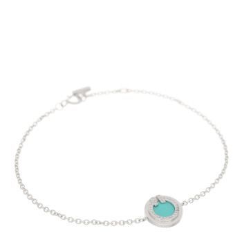 TIFFANY 18K White Gold Diamond Turquoise T Circle Bracelet