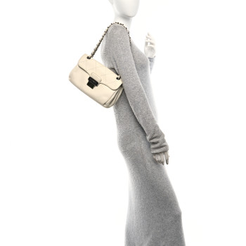 CHANEL Calfskin Stitched Accordion Flap White