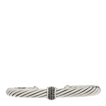 DAVID YURMAN Sterling Silver Black Diamond 7mm Cable Classics Station Bracelet