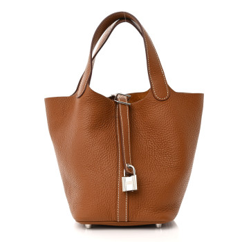HERMES Taurillon Clemence Picotin Lock 18 PM Gold