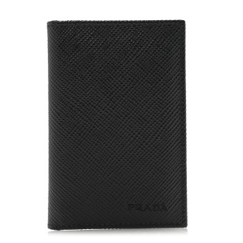 PRADA Saffiano Flap Card Holder Black