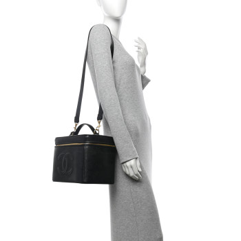 CHANEL Caviar CC Vanity Train Case Black