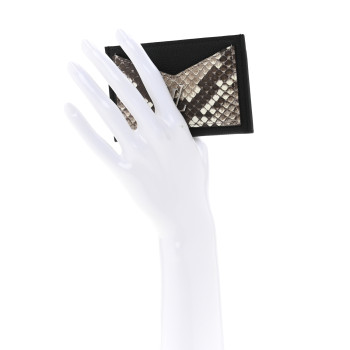 LOUIS VUITTON Snakeskin Lockme Card Holder Black