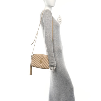 SAINT LAURENT Calfskin Matelasse Monogram Lou Camera Bag Avorio