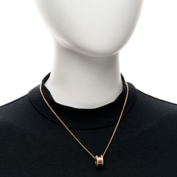 BULGARI 18K Rose Gold Diamond B.Zero1 Pendant Necklace