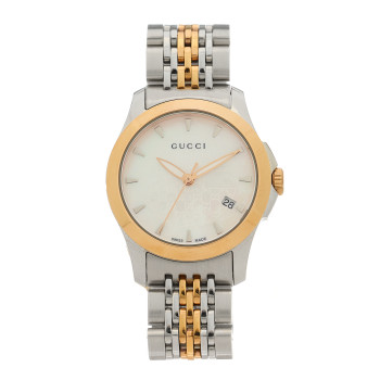 GUCCI Stainless Steel Mother of Pearl 27mm G-Timeless Two Tone Quartz Watch