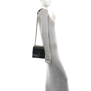 FENDI Vitello Liberty FF 1974 Embossed Small Kan I Shoulder Bag Black