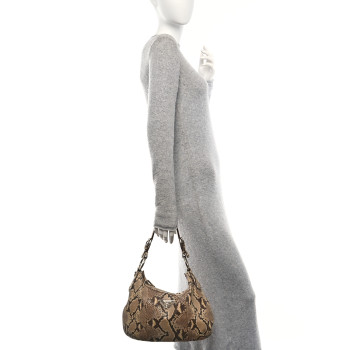 PRADA Snakeskin Logo Hobo Roccia