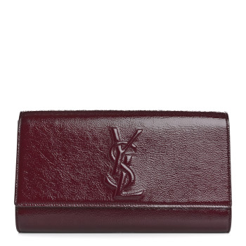 SAINT LAURENT Textured Patent Calfskin Large Belle De Jour Clutch Berry