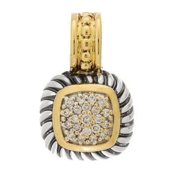 DAVID YURMAN Sterling Silver 18K Yellow Gold Diamond Pave 8mm Albion Pendant