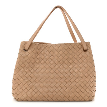 BOTTEGA VENETA Nappa Intrecciato Shoulder Bag Almond