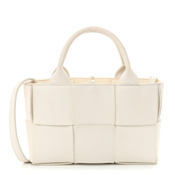 BOTTEGA VENETA Lambskin Maxi Intreccio Candy Arco Tote White