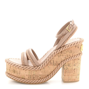 VALENTINO GARAVANI Calfskin VLogo Summerblocks Platform Wedge Sandals 38 Rose Cannelle
