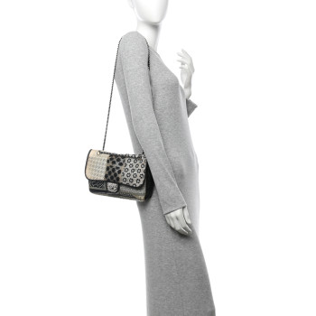 CHANEL PVC Tweed Patchwork Medium Single Flap Black
