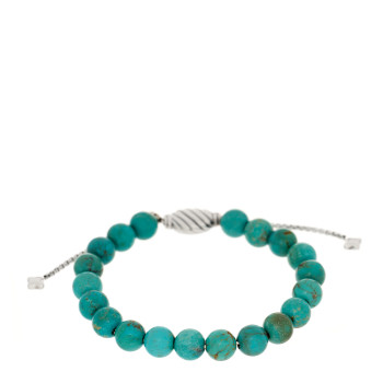 DAVID YURMAN Sterling Silver Turquoise 8mm Spiritual Beads Adjustable Bracelet