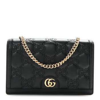 GUCCI Calfskin GG Matelasse Chain Wallet Black