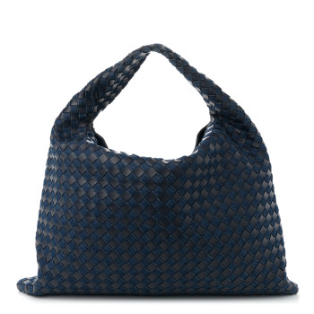 BOTTEGA VENETA Denim Calfskin Intrecciato Large Hop Abyss Indigo