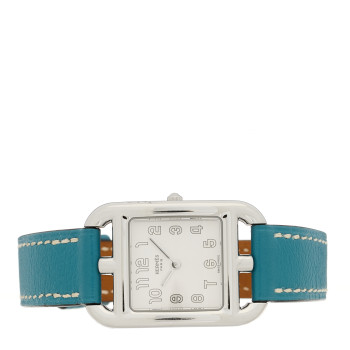 HERMES Stainless Steel Swift 23mm Cape Cod Quartz Watch Blue Jean