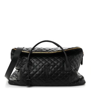 SAINT LAURENT Calfskin Quilted ES Giant Travel Bag Black