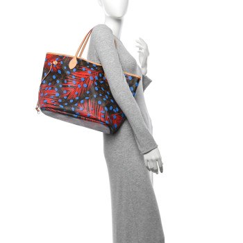 LOUIS VUITTON Monogram Jungle Dots Neo Neverfull MM Coquelicot Denim