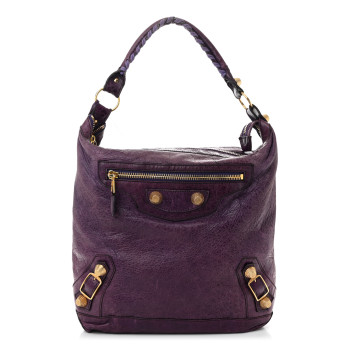 BALENCIAGA Agneau Giant 21 Gold Hardware Day Hobo Raisin
