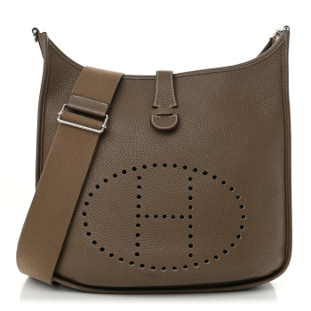 HERMES Taurillon Clemence Evelyne III PM Etoupe