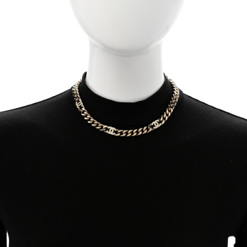 CHANEL Metal Enamel Chain CC Choker Gold White