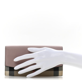 BURBERRY Calfskin House Check Porter Continental Wallet Pale Orchid
