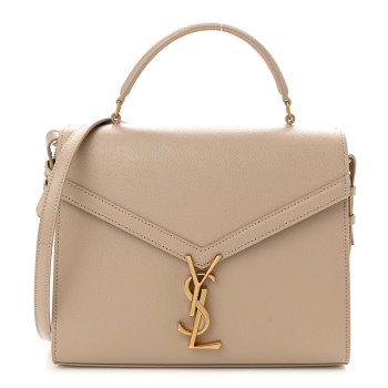 SAINT LAURENT Grain de Poudre Medium Classic Monogram Cassandra Top Handle Dark Beige