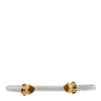 DAVID YURMAN Sterling Silver 14K Yellow Gold 5mm Citrine Rhodolite Cable Renaissance Bracelet