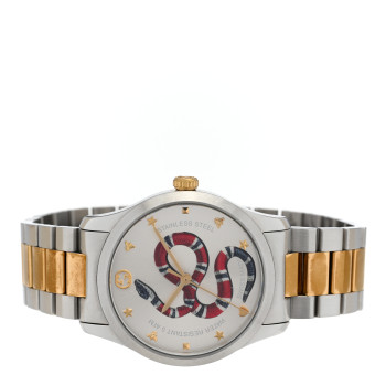 GUCCI Stainless Steel 38mm G-Timeless Two Tone Snake Quartz Watch
