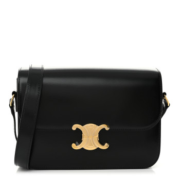 CELINE Shiny Calfskin Medium Triomphe Black