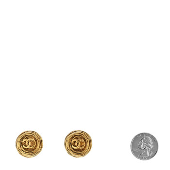 CHANEL CC Button Clip On Earrings Gold