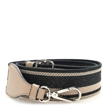 PRADA Canvas Calfskin Logo Shoulder Strap Beige Black
