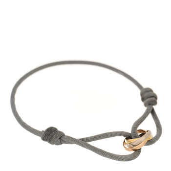 CARTIER 18k Pink Yellow White Gold Trinity Adjustable Cord Bracelet Grey